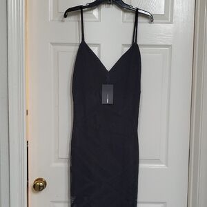 Fashion Nova Sleek Long Black Lace Design Dress